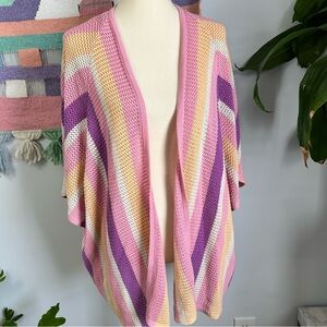 Beachy Jessica Simpson Pink & Purple Striped Coastal Bohemian Cardigan B3